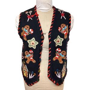 Lemon Grass Christmas Holiday Sweater Vest Sz. LP Cotton Ramie